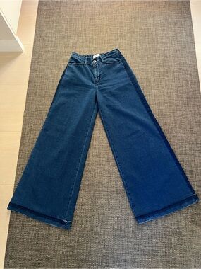 Outland Denim Size Small Elastic Wide Leg Dark Blue Organic Cotton